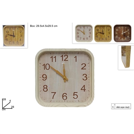 Orologio Da Muro Quadrato Effetto Legno