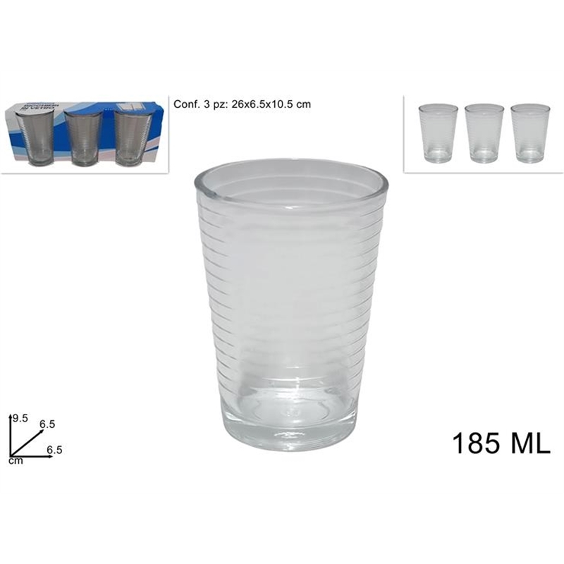 Bicchieri Vetro Riga Ser 3 Pezzi