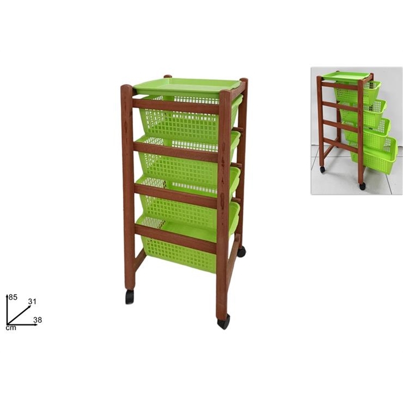 Carrello Con 4 Cassetti Colore Ciliegio