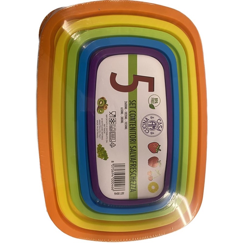 Contenitore Rettangolari Salva Freschezza Set Da 5 Pezzi