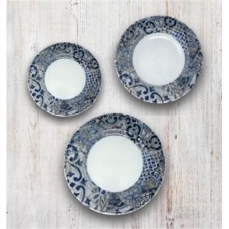 Set Di Piatti Coordinati 18 Pezzi Per La Casa Modello Ischia Decorazioni Blu Geometriche Casa Cucina