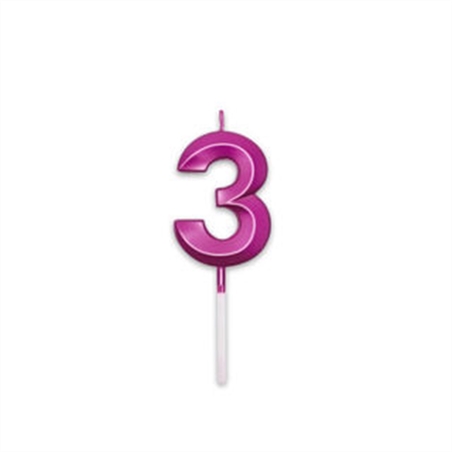 Candelina Prestige Fucsia Metal 9 cm numero 3