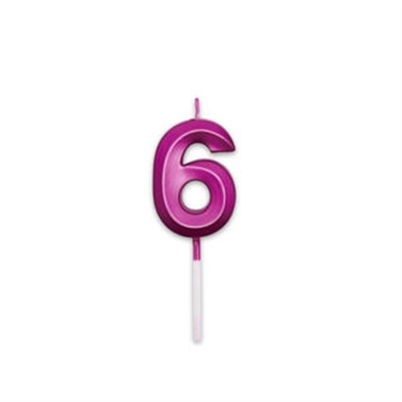 Candelina Prestige Fucsia Metal 9 cm numero 6