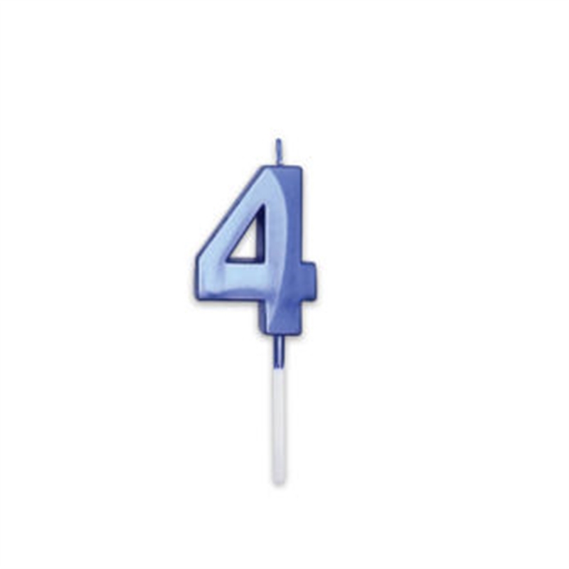 Candelina Prestige Blu Metal 9 cm numero 4
