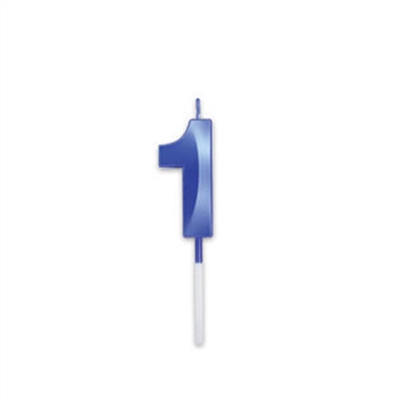 Candelina Prestige Blu Metal 9 cm numero 1