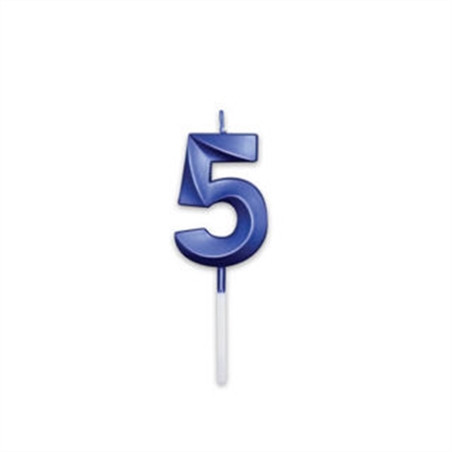 Candelina Prestige Blu Metal 9 cm numero 5