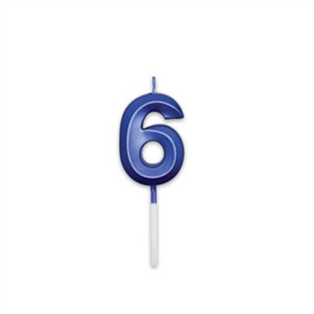 Candelina Prestige Blu Metal 9 cm numero 6