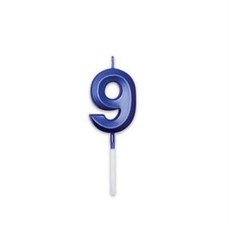 Candelina Prestige Blu Metal 9 cm numero 9