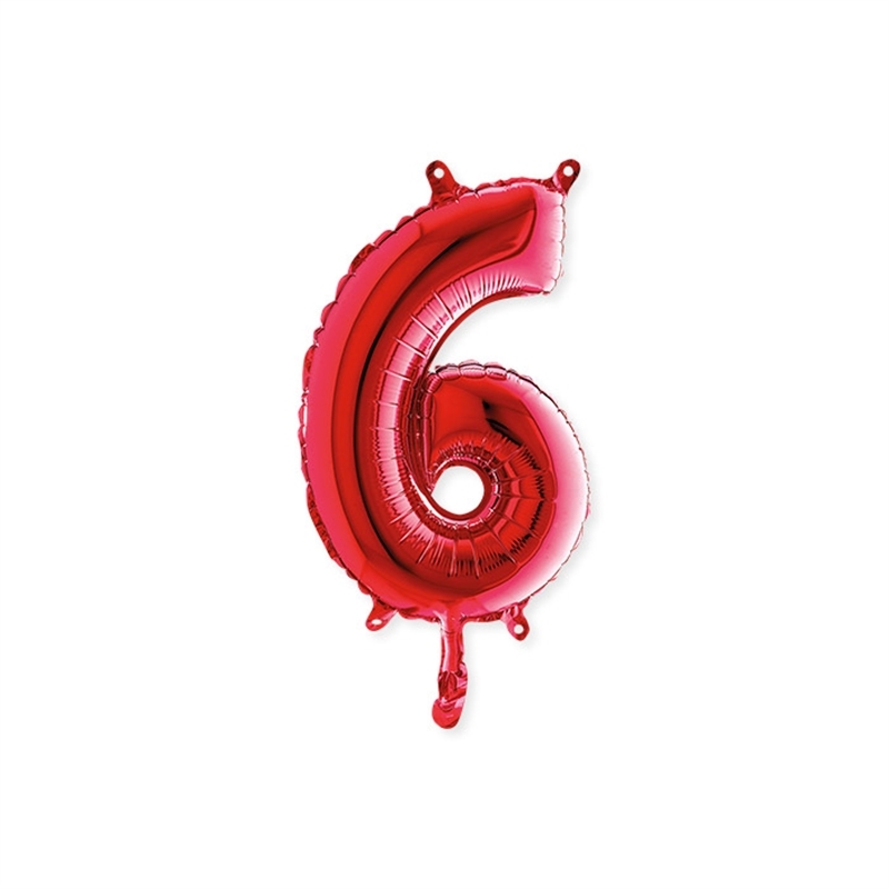 Palloncino Mylar Rossi 14″ Numero 6