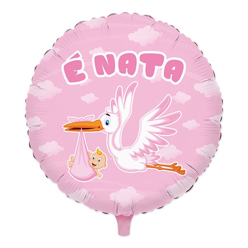 Palloncino Mylar 45 cm E' Nata Cicogna Nuvola Rosa