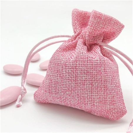 Sacchetto Stoffa Juta  9,15x13 Rosa