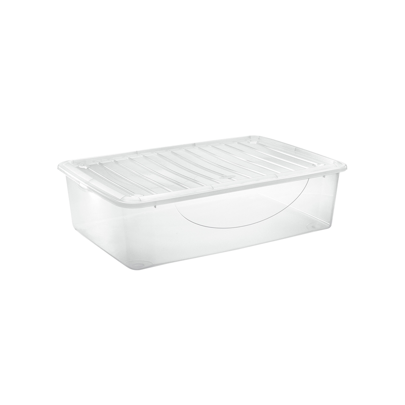 Dodo’s Stock-Box contenitore basso trasparente con coperchio colorato per sfruttare ogni spazio.