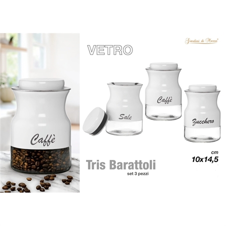 Tris Barattoli 500 Ml Bianco/Argento