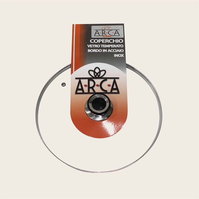 Coperchio In Vetro Con Bordo In Acciaio Cm 20