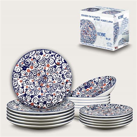 Set 18 Piatti Kobe Blu