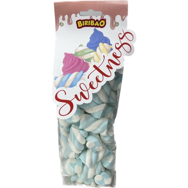 Sacchetto 180 grammi Marshmallow Treccia Bianca e Azzurra