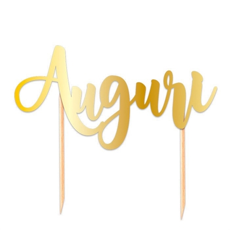 Cake Topper Italic 20x13 cm Auguri Oro