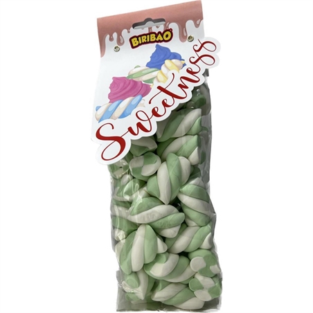 Sacchetto 180 grammi Marshmallow Treccia Bianca e Verde