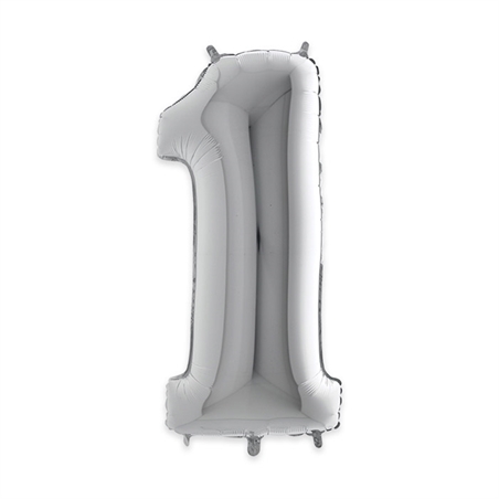 Palloncino Mylar Argento 40″ Numero 1