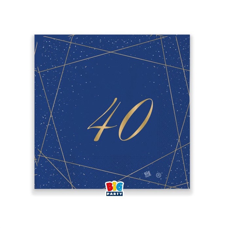 Tovaglioli 25x25 cm 40 Anni Blu Gold 20 pezzi
