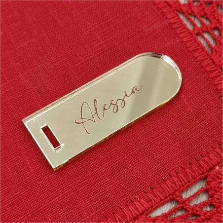 Tag segnaposto targhetta in plexiglass con nome inciso