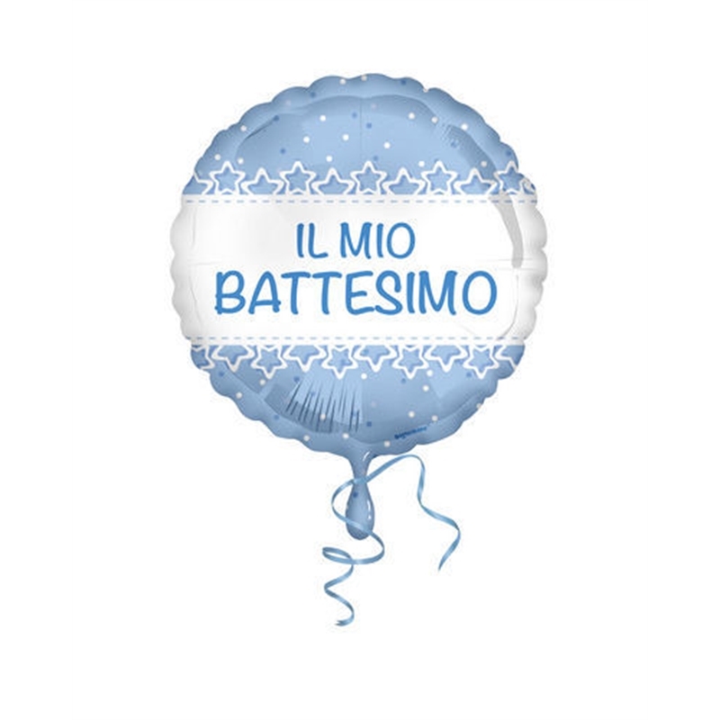Palloncino Mylar 18'' 45 cm Battesimo stelle azzurro