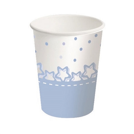 Bicchiere carta 250 ml Baby Stelle Azzurro 8 pezzi