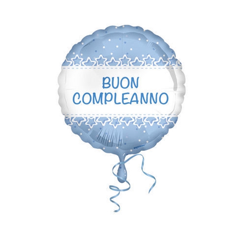 Palloncino Mylar 18'' 45 cm Buon Compleanno stelle azzurro