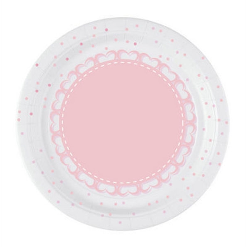 Piatti 18 cm Baby Cuori Rosa 8 pezzi