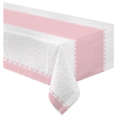 Tovaglia in carta 120x180 cm Baby Cuori Rosa