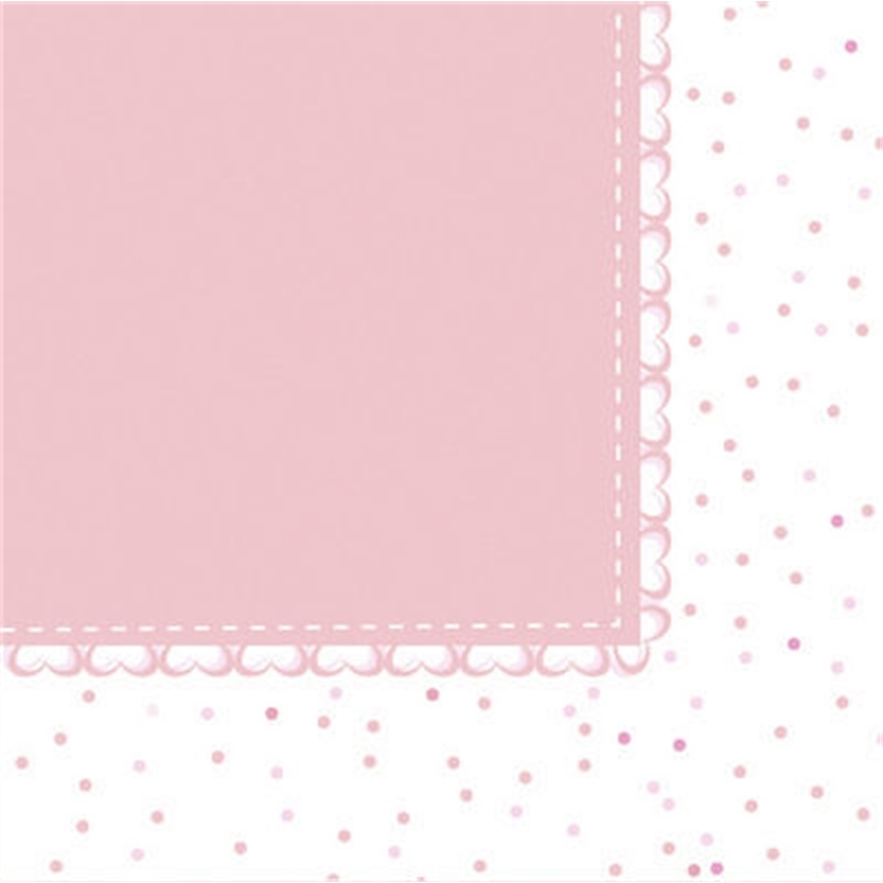 Tovaglioli 33x33 cm Baby Cuori Rosa 20 pezzi