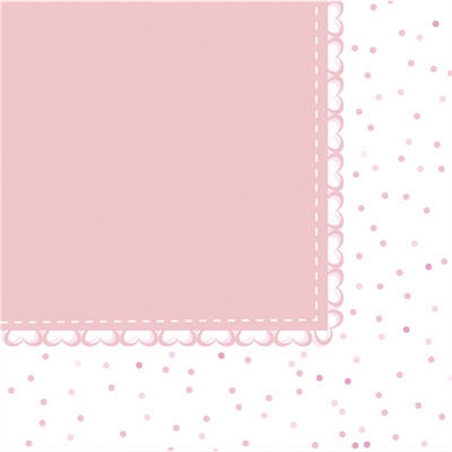 Tovaglioli 33x33 cm Baby Cuori Rosa 20 pezzi