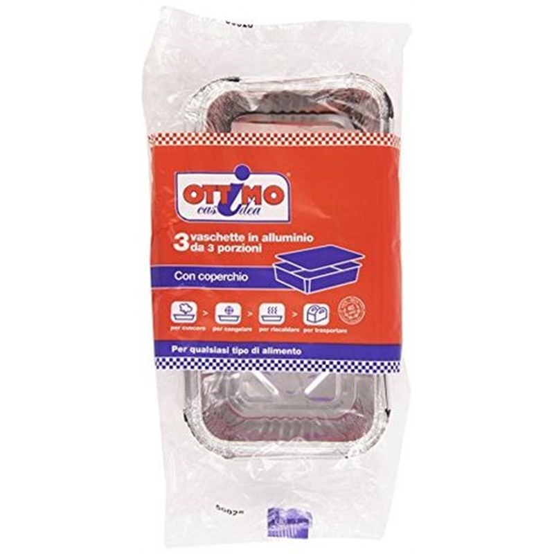 Vaschetta In Alluminio 3 Porzioni Con Coperchio