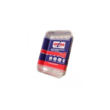 Vaschette In Alluminio Senza Coperchio 2 Porzioni 4 Pz