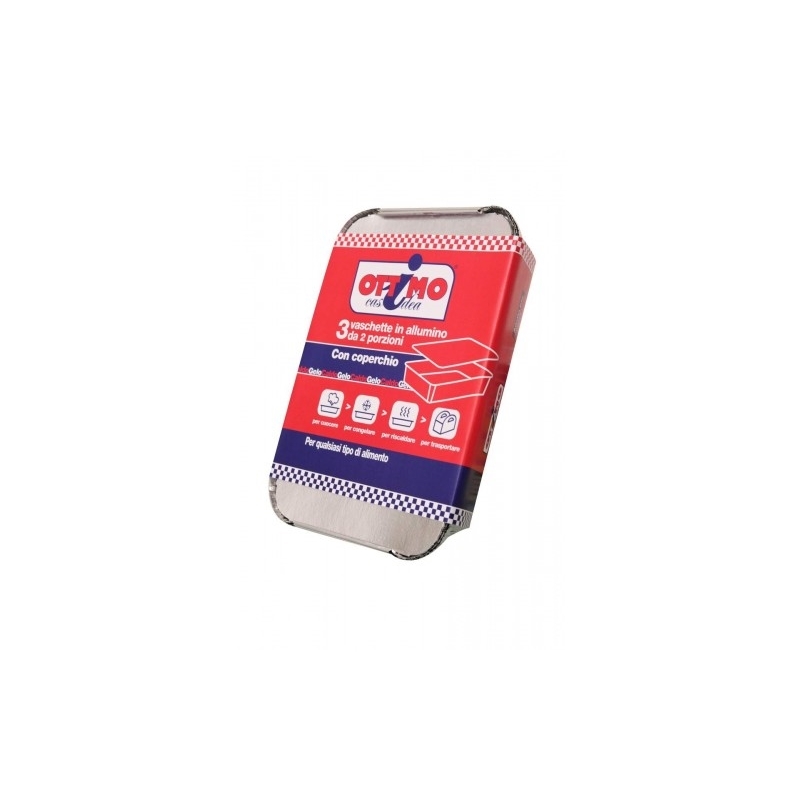 Vaschette In Alluminio Con Coperchio 2 Porzioni 3 Pezzi