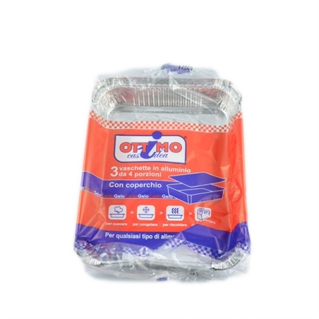 Vaschette In Alluminio Con Coperchio 4 Porzioni 3 Pezzi