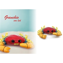 Statua granchio con led in ceramica stile marinaro multicolor 19,5x15x5 cm