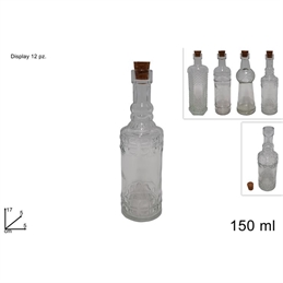 Bottiglia In Vetro Decorata 150 Ml Con Tappo In Sughero