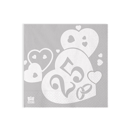 Tovaglioli 25x25 cm Nozze d'Argento 20 pz