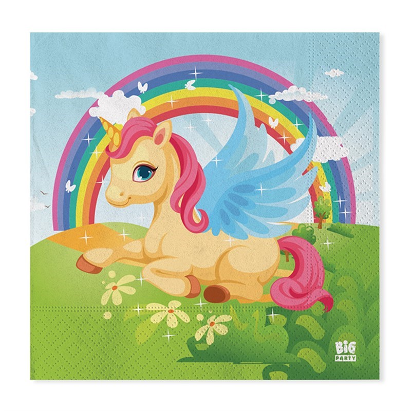 Tovaglioli unicorno misura 33x33 20 pezzi