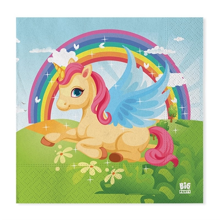 Tovaglioli unicorno misura 33x33 20 pezzi