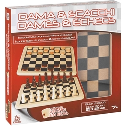 Gioco di Società Dama e Scacchi in Legno