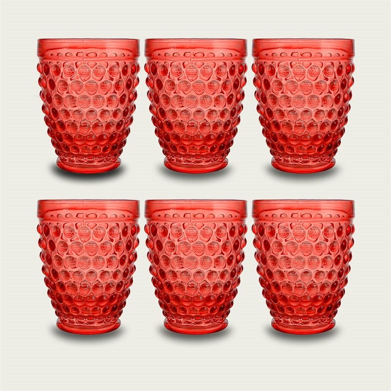 Set 6 Bicchieri Cherry Blossom In Vetro Rossi
