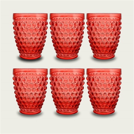 Set 6 Bicchieri Cherry Blossom In Vetro Rossi