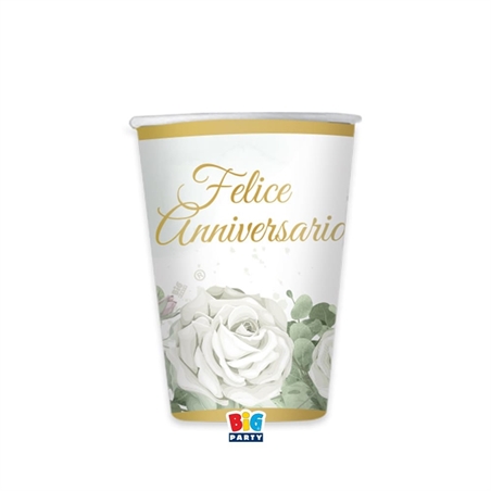 Bicchieri 250 cc Felice Anniversario Eucalipto 6 pezzi