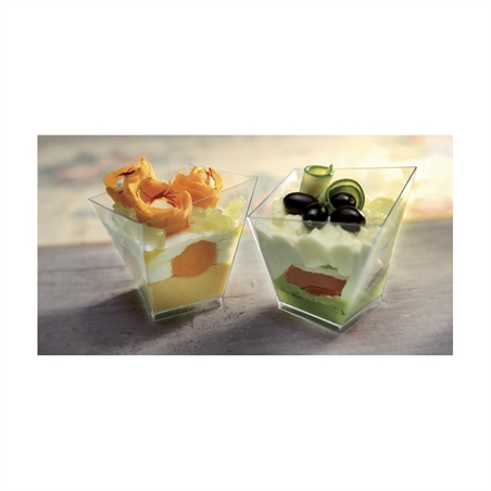 20 Monoporzione Bijoux Quadrato Finger Food Plastica Trasparente 60cc