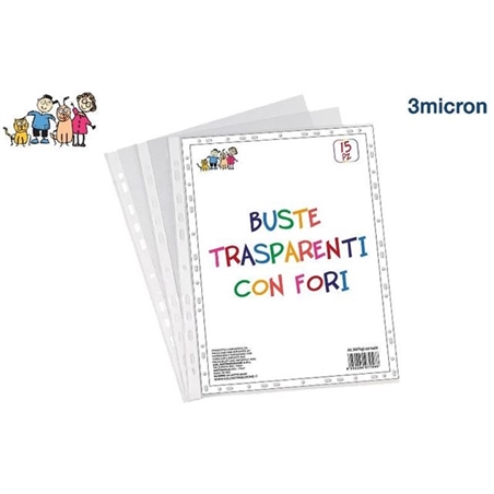 Buste con Fori Trasparenti x 15 Pz