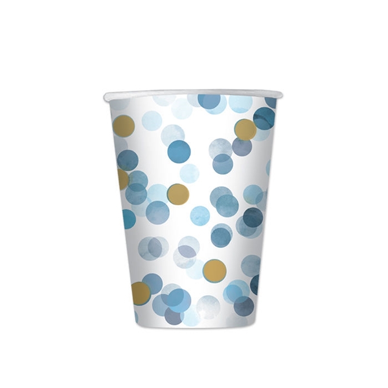 Bicchieri in carta 200 cc Coriandoli Celeste 8 pezzi