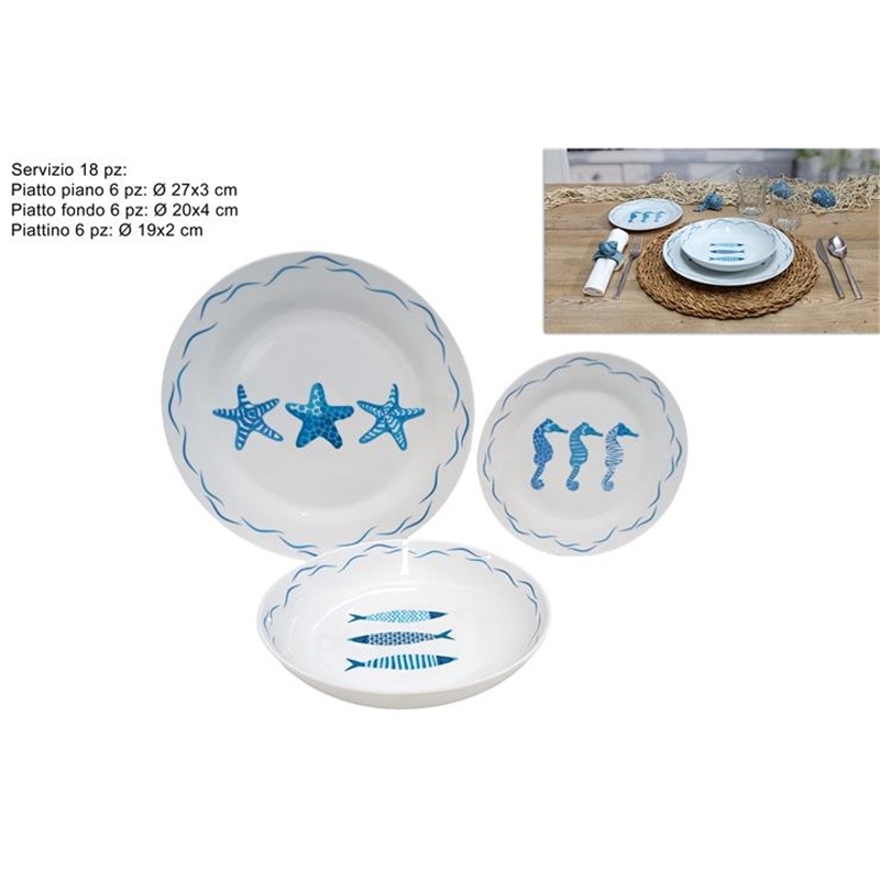 Servizio di Piatti Con Decoro Marino