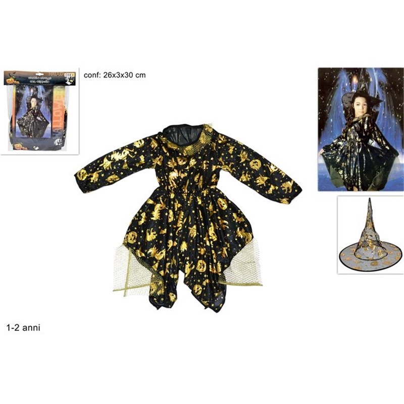Vestito Strega Bimba Con Cappello